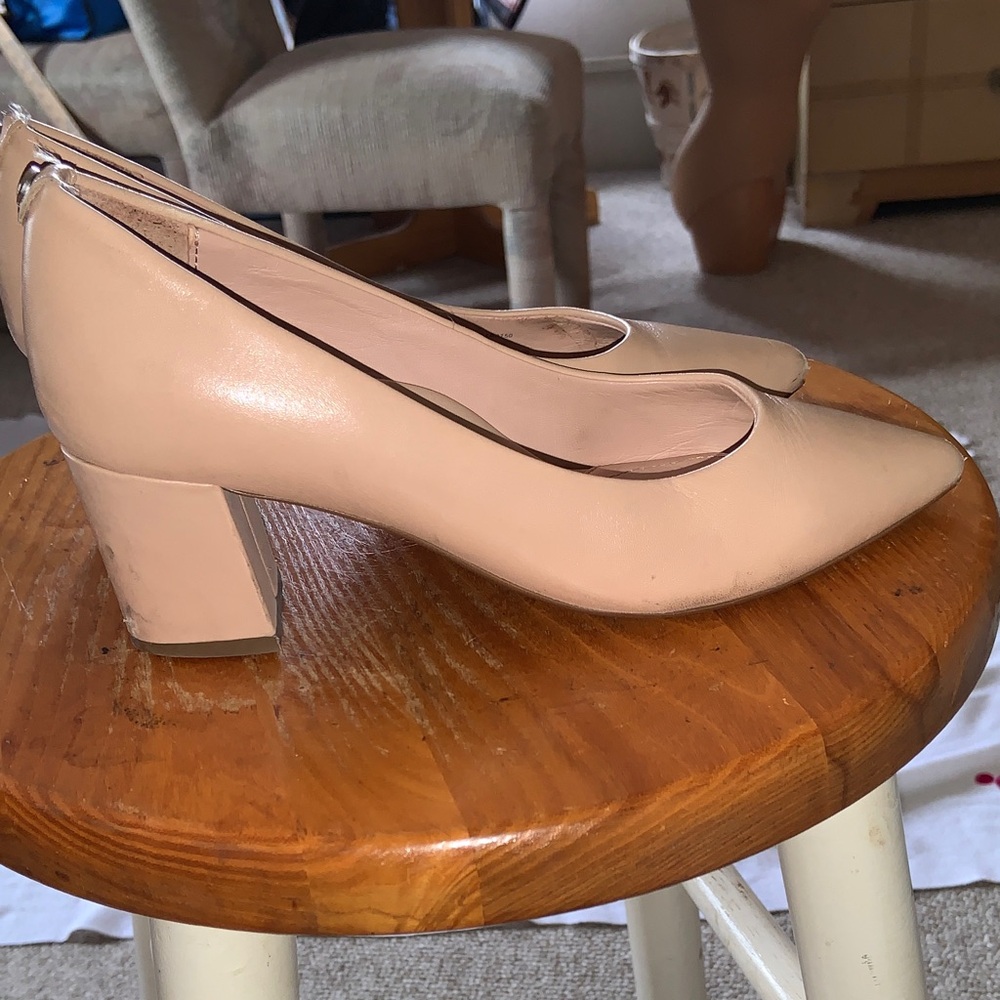 TARYN ROSE Madeline Nude Block Heel Pumps SIZE 5 Leather soft career all day